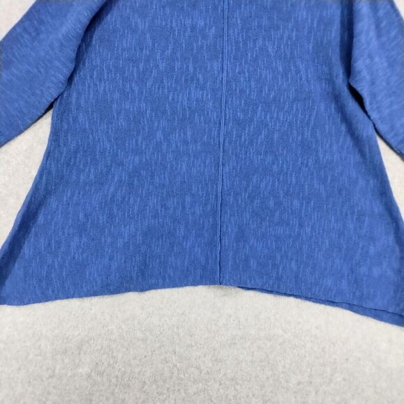 Eileen Fisher Pullover Sweater Wmns XS Oversize Linen Blue Shark Bite Hem V-Neck - Picture 11 of 12